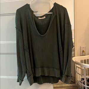 Dark Green Ribbed Sweater